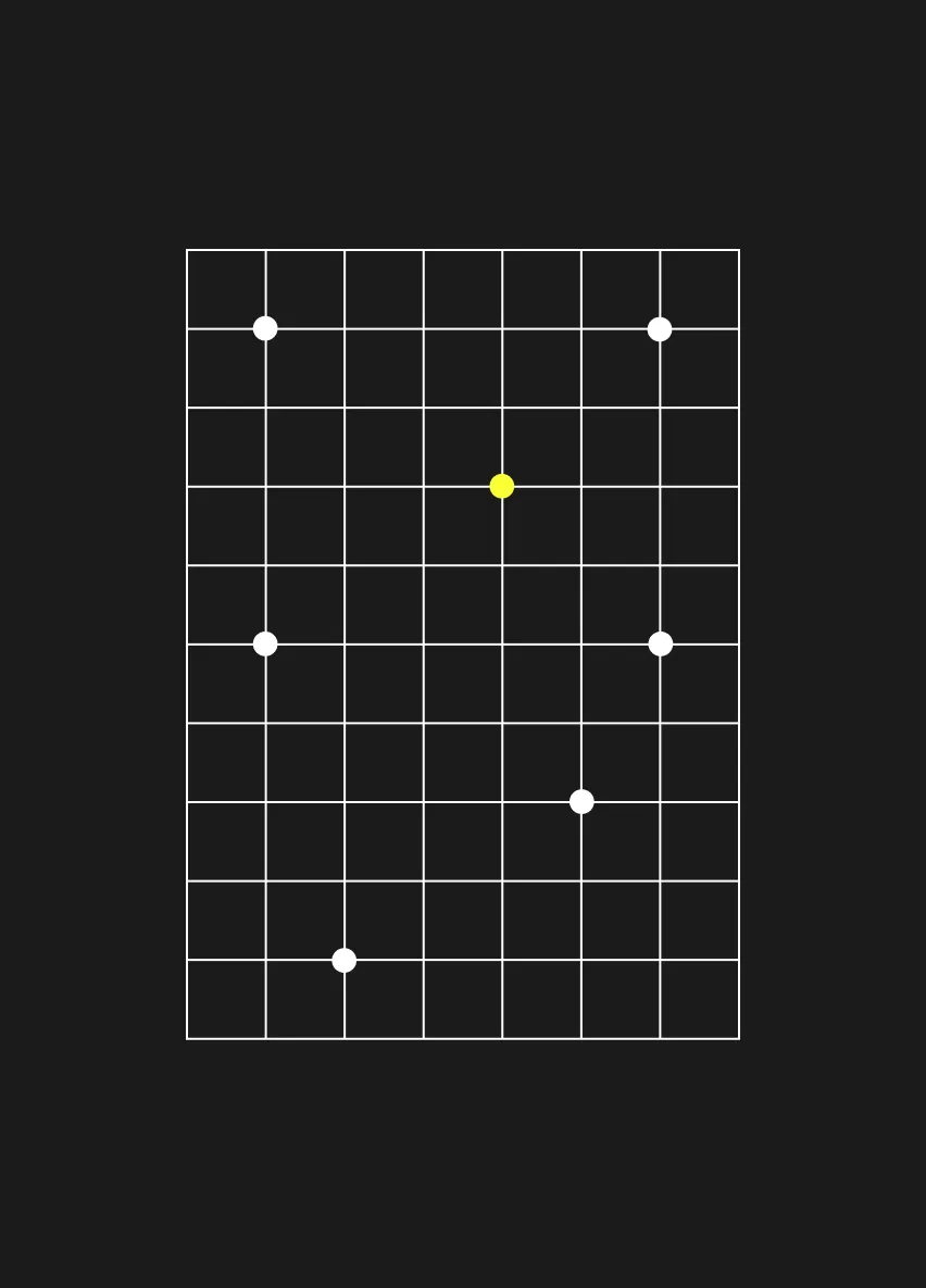 Abstract grid with highlighted central point — representing the importance of a clear branding strategy for startups.