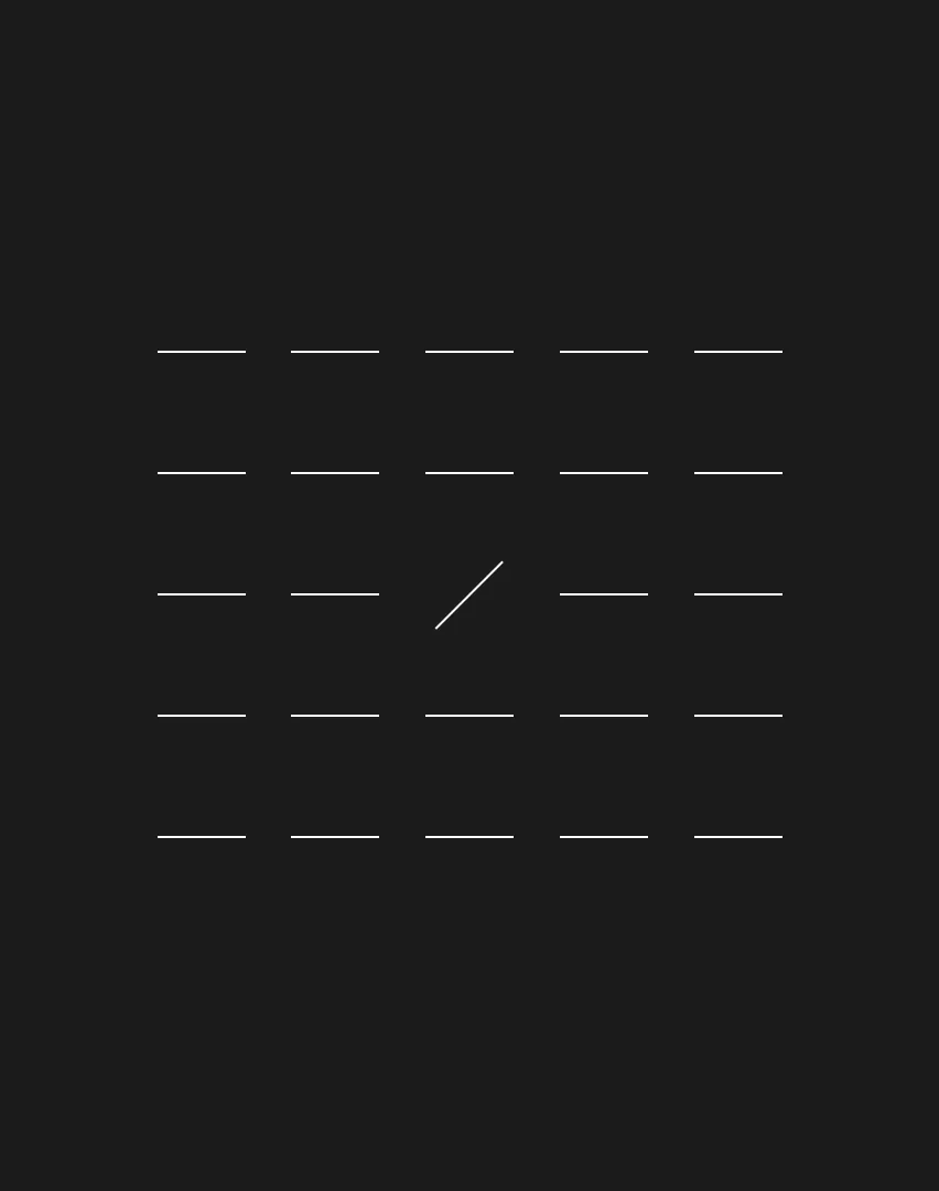 Minimalist graphic showing one diagonal line breaking a grid of horizontal lines—representing a brand standing out from uniform competitors through distinct positioning.