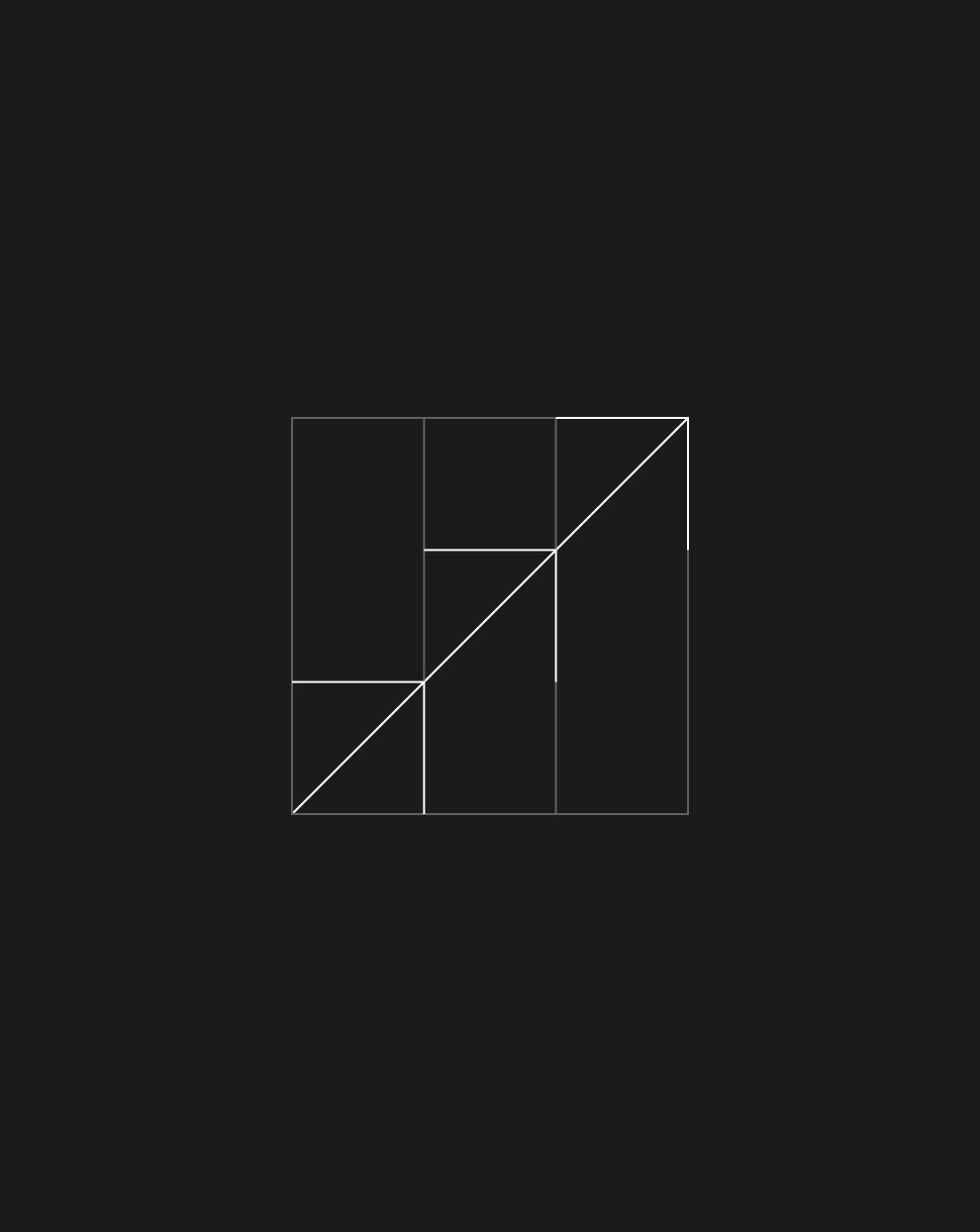 Geometric grid with a rising diagonal line, symbolizing brand advantage driving higher valuations and market strength.