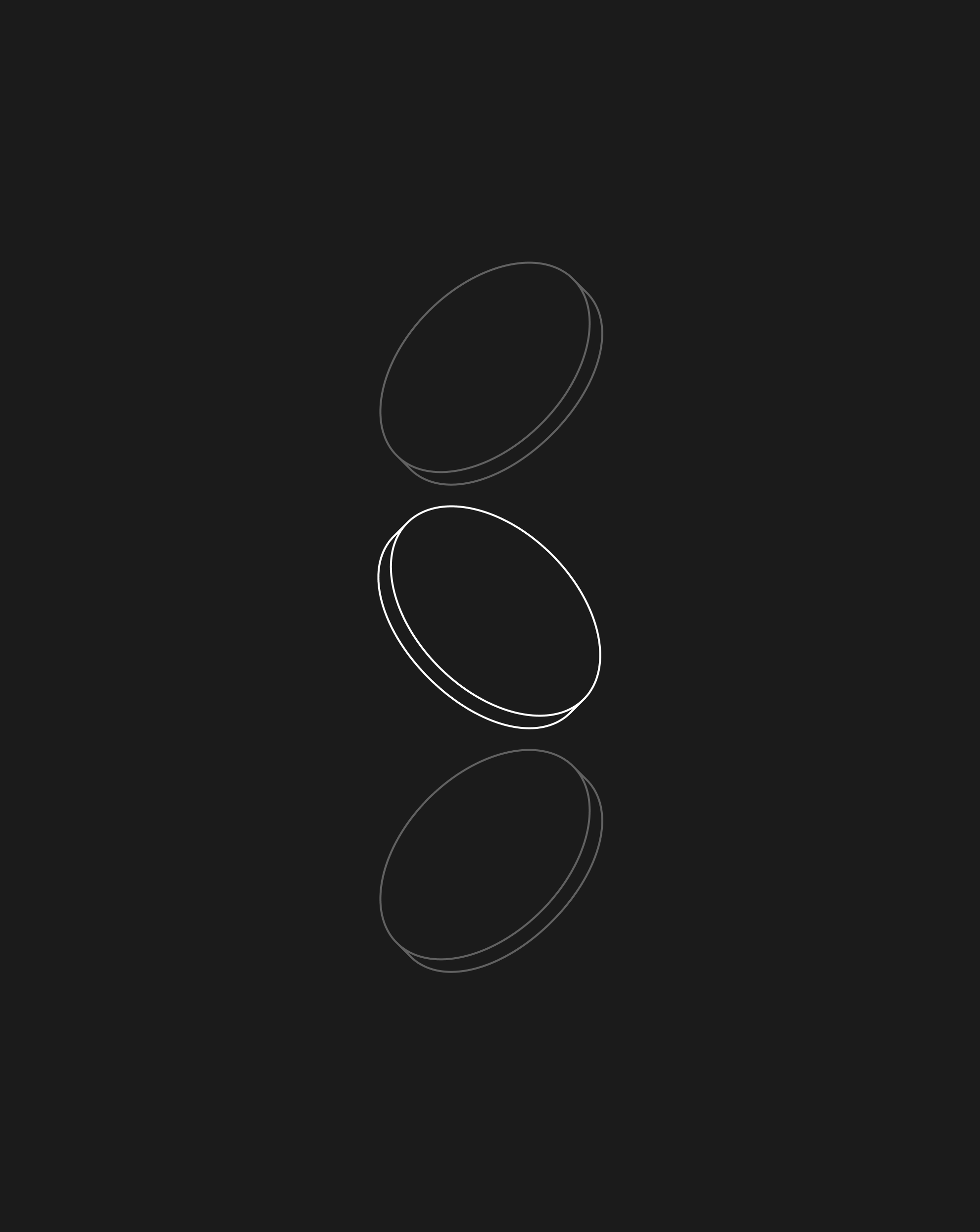 Three outlined coins in motion, symbolizing how clear, strategic brand narratives command higher acquisition premiums.