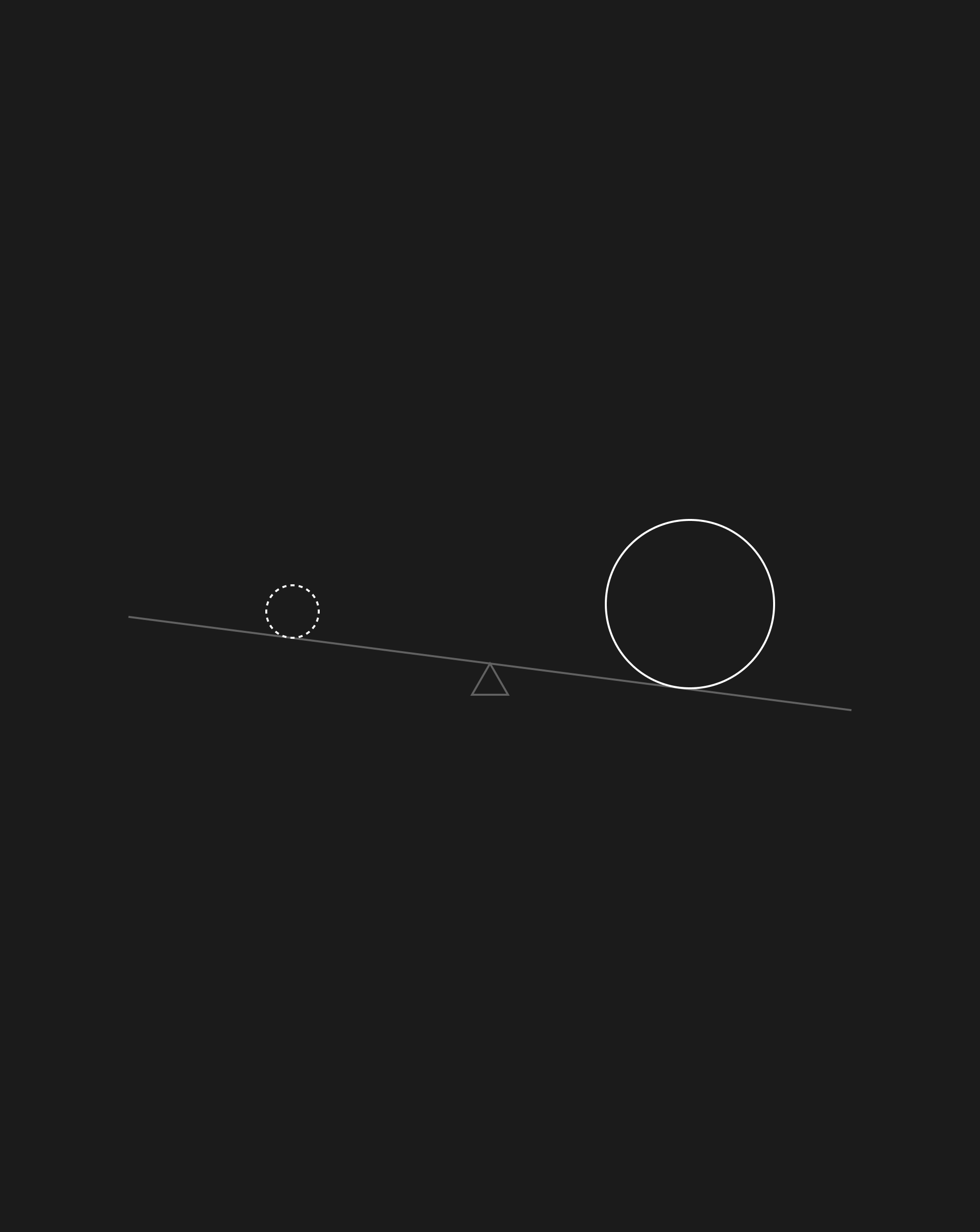 Large and small circles balanced on a tilted seesaw, symbolizing alignment between brand strategy and commercial KPIs for measurable impact.